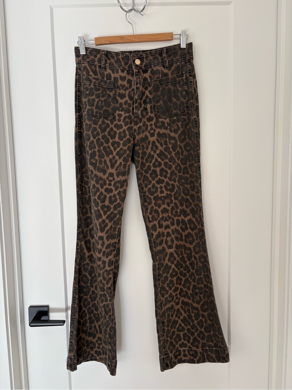 H&M Brown Leopard Print Boot-Cut Pants